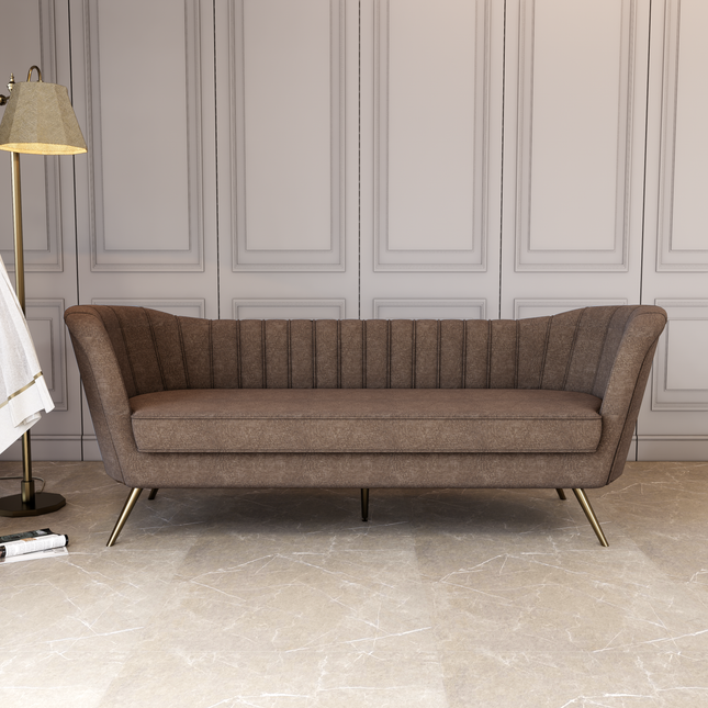 Medium Brown Colour Textued Velvet Flock Easy Clean Sofa, Chair and Curtain Fabric