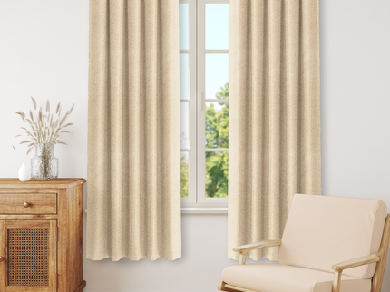 Medium Cream colour textured Velvet Flock Readymade Curtain