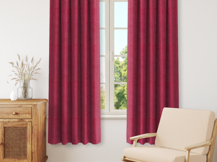 Wine Colour Textured Velvet Flock Readymade Curtain
