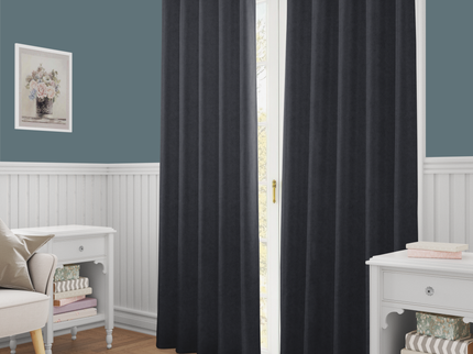 Dark Gray Colour Textured Velvet Flock Easy Clean Readymade Curtain