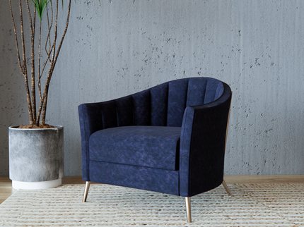 Prussian Blue Colour Textured Velvet Flock Easy Clean Sofa, Chair and Curtain Fabric