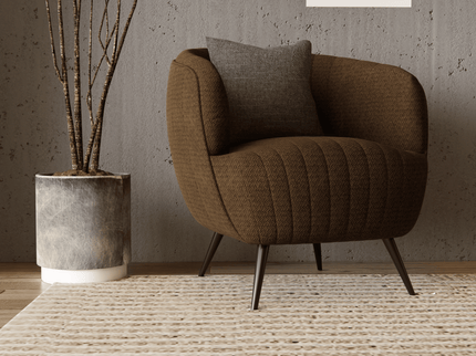 Medium Brown Colour Textured Velvet Flock Easy Clean Sofa, Chair and Curtain Fabric