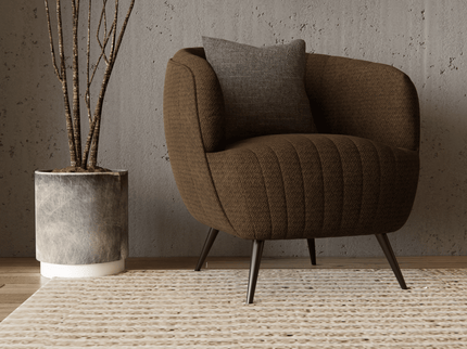 Dark Brown Colour Textured Velvet Flock Easy Clean Sofa, Chair and Curtain Fabric