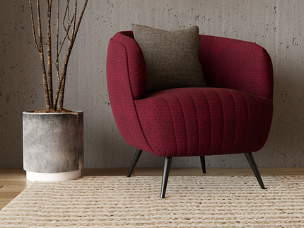 Carmine Red Colour Textured Velvet Flock Easy Clean Sofa, Chair and Curtain Fabric