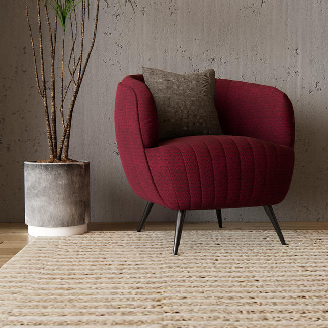Carmine Red Colour Textured Velvet Flock Easy Clean Sofa, Chair and Curtain Fabric