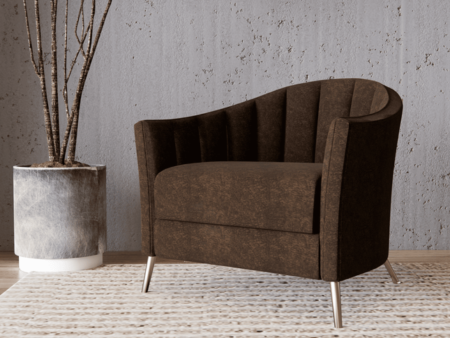 Medium Brown Colour Textured Velvet Flock Easy Clean Sofa, Chair and Curtain Fabric
