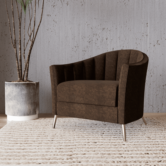 Medium Brown Colour Textured Velvet Flock Easy Clean Sofa, Chair and Curtain Fabric