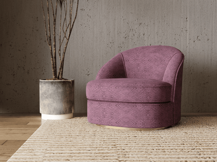 Earthy Mauve Colour Geometric Pattern Suede Sofa, Chair and Curtain Fabric