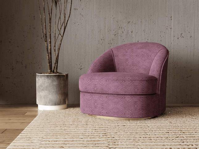Earthy Mauve Colour Geometric Pattern Suede Sofa, Chair and Curtain Fabric