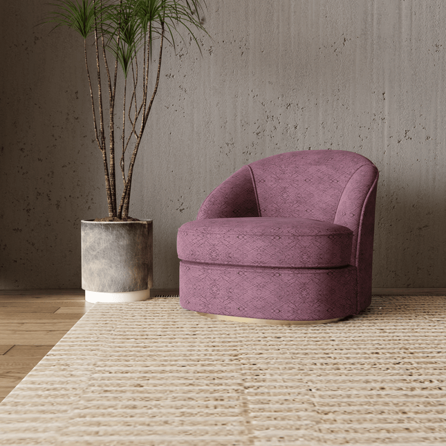 Earthy Mauve Colour Geometric Pattern Suede Sofa, Chair and Curtain Fabric