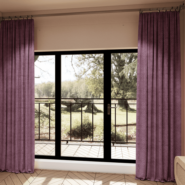 Earthy Mauve Colour Geometric Pattern Suede Sofa, Chair and Curtain Fabric