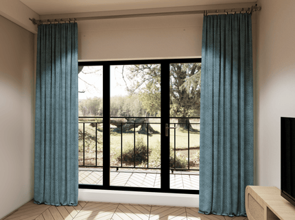 Aqua Green Colour Geometric Pattern Suede Sofa, Chair and Curtain Fabric