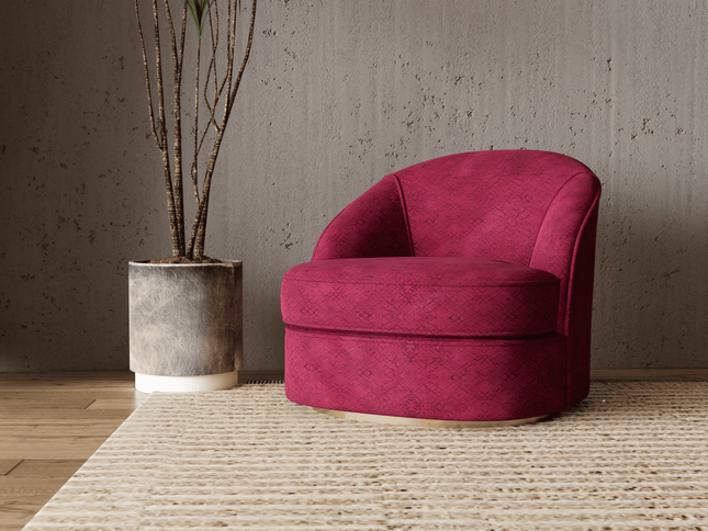 Wine Red Colour Geometric Pattern Suede Sofa, Chair and Curtain Fabric