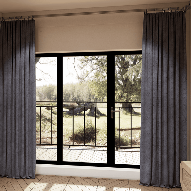Medium Grey Colour Geometric Pattern Suede Sofa, Chair and Curtain Fabric