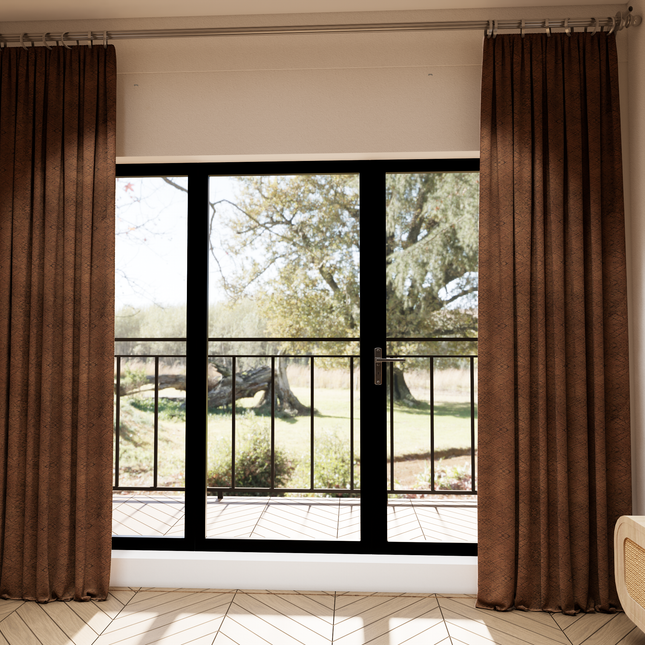 Brown Colour Geometric Pattern Suede Sofa, Chair and Curtain Fabric