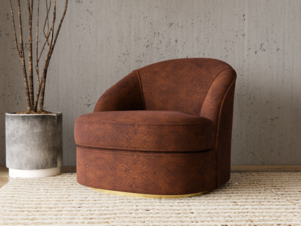 Rust Brown Colour Geometric Pattern Suede Sofa, Chair and Curtain Fabric