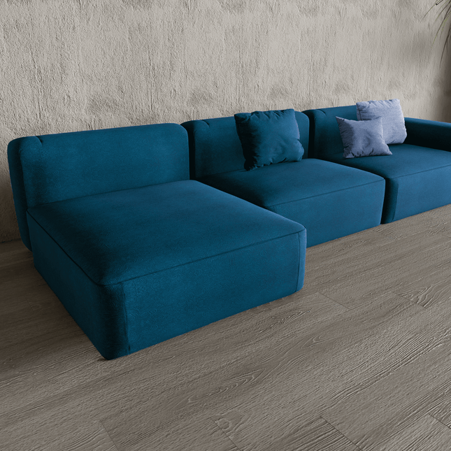 Turquoise Colour Embossed Leaves Pattern Velvet Flock Easy Clean Sofa, Chair and Curtain Fabric