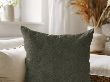 Olive Green Colour Textured Velvet Flock Readymade cushion cover