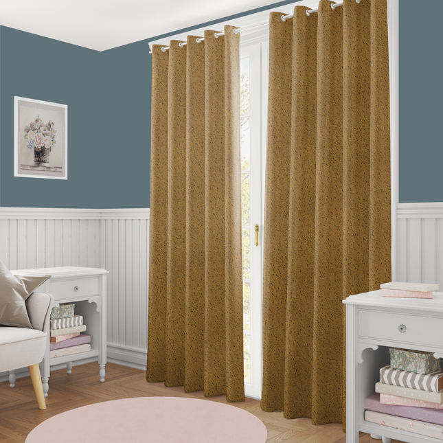 Mustard Yellow Colour Textured Suede Readymade Curtain