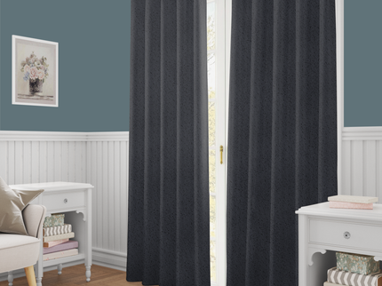 Medium Grey Textured Suede Readymade Curtain