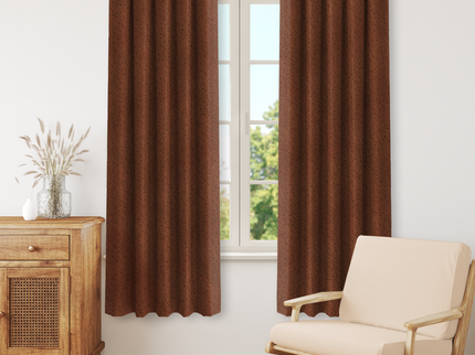 Rust Brown Colour Textured Suede Readymade Curtain