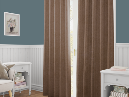 Espresso Brown Colour Textured Velvet Readymade Curtain