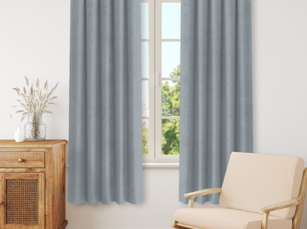 Light Grey Beige Colour Textured Velvet Flock Readymade Curtain