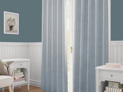 Light Grey Beige Colour Textured Velvet Flock Readymade Curtain