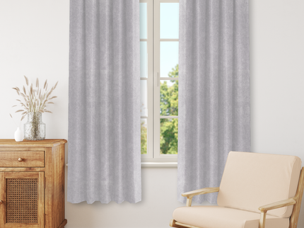 Light Cream Colour Textured Velvet Flock Readymade Curtain