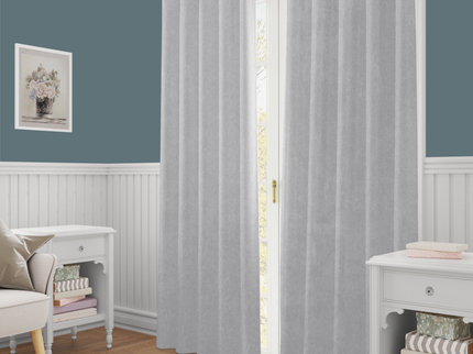 Light Cream Colour Textured Velvet Flock Readymade Curtain