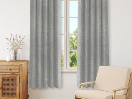 Light Beige Taupe Colour Textured Velvet Flock Readymade Curtain