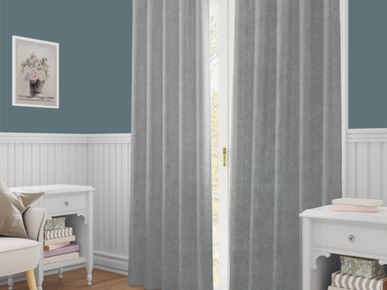 Light Beige Taupe Colour Textured Velvet Flock Readymade Curtain