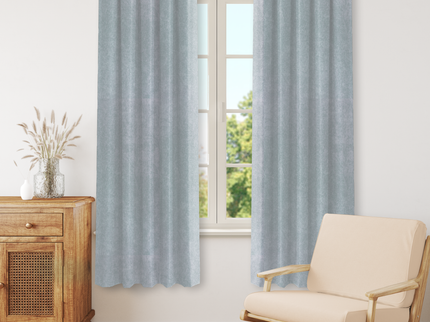 Light Grey Beige Colour Textured Velvet Flock Readymade Curtain