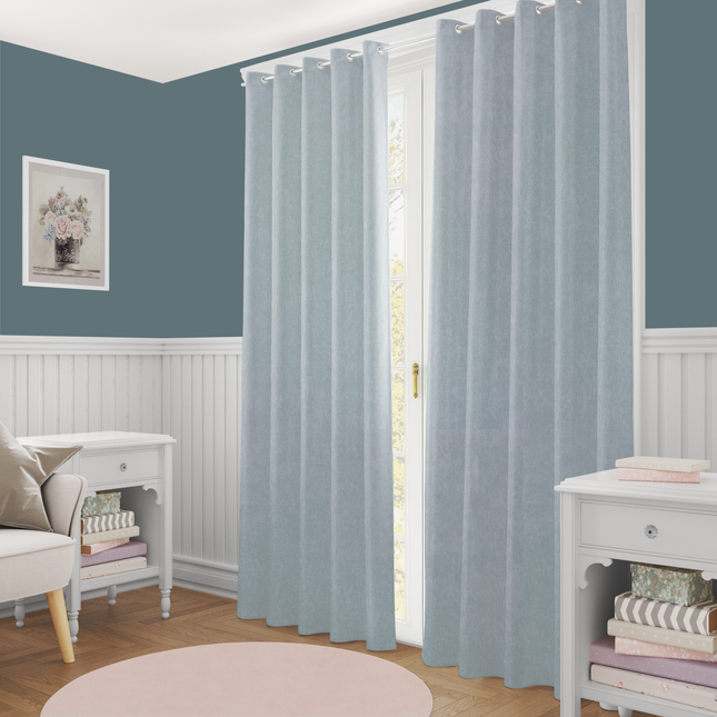 Light Grey Beige Colour Textured Velvet Flock Readymade Curtain