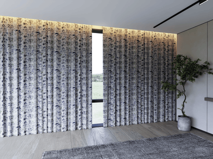 Violet and Indigo Colour Floral and Leaves Pattern Velvet Curtain Fabric printed