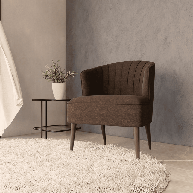 Mocha Brown Colour Textured Velvet Flock Easy Clean Sofa, Chair and Curtain Fabric