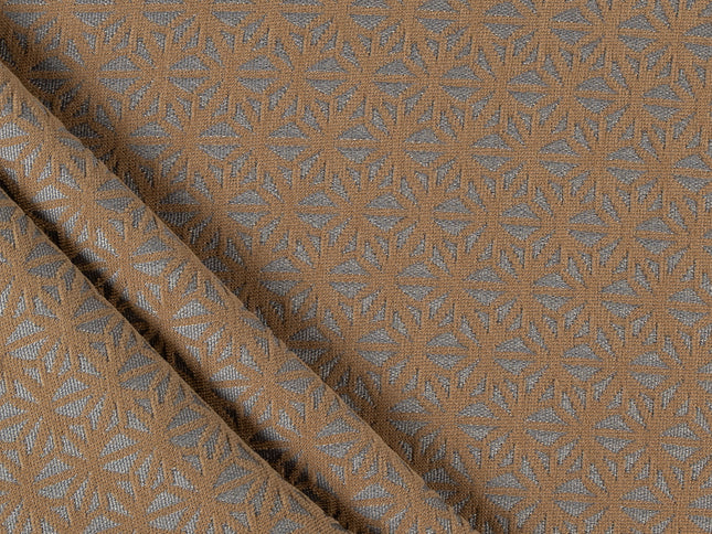 Brown colour geometric floral pattern velvet flock Easy Clean sofa, chair and curtain fabrics (Dual side)
