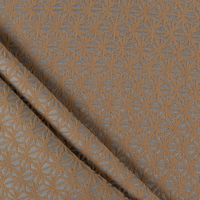 Brown colour geometric floral pattern velvet flock Easy Clean sofa, chair and curtain fabrics (Dual side)