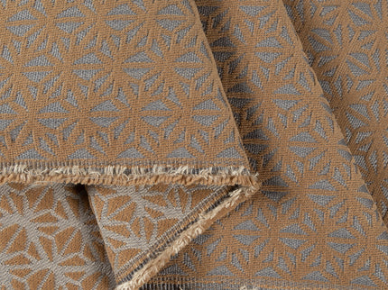 Brown colour geometric floral pattern velvet flock Easy Clean sofa, chair and curtain fabrics (Dual side)