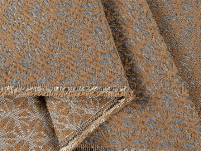 Brown colour geometric floral pattern velvet flock Easy Clean sofa, chair and curtain fabrics (Dual side)