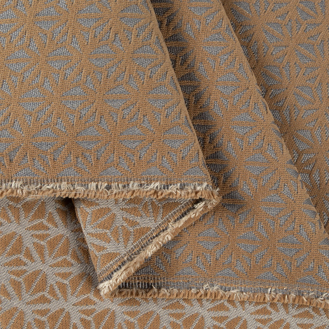 Brown colour geometric floral pattern velvet flock Easy Clean sofa, chair and curtain fabrics (Dual side)