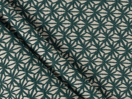 Teal green colour geometric floral pattern velvet flock Easy Clean sofa, chair and curtain fabrics (Dual side)