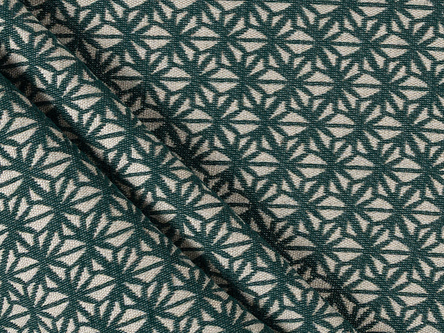 Teal green colour geometric floral pattern velvet flock Easy Clean sofa, chair and curtain fabrics (Dual side)
