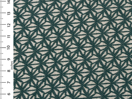Teal green colour geometric floral pattern velvet flock Easy Clean sofa, chair and curtain fabrics (Dual side)