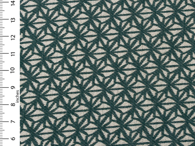 Teal green colour geometric floral pattern velvet flock Easy Clean sofa, chair and curtain fabrics (Dual side)