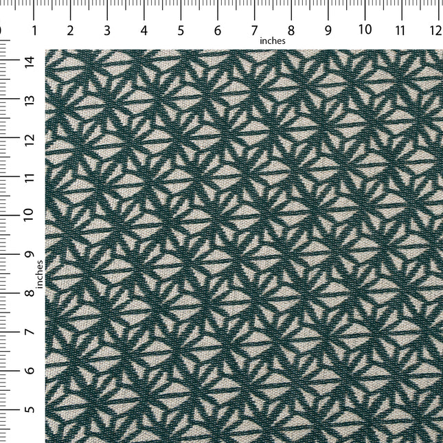 Teal green colour geometric floral pattern velvet flock Easy Clean sofa, chair and curtain fabrics (Dual side)