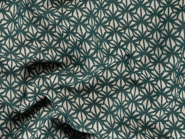 Teal green colour geometric floral pattern velvet flock Easy Clean sofa, chair and curtain fabrics (Dual side)