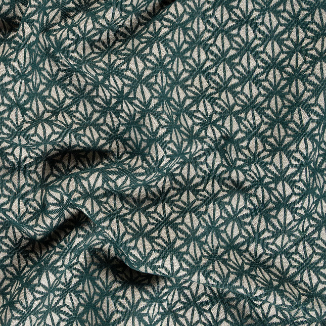 Teal green colour geometric floral pattern velvet flock Easy Clean sofa, chair and curtain fabrics (Dual side)