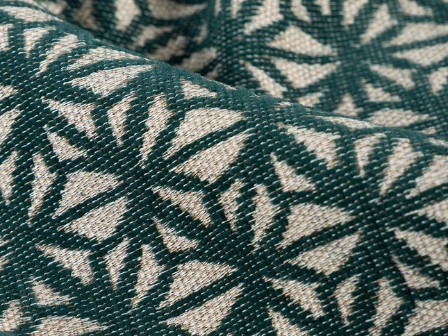 Teal green colour geometric floral pattern velvet flock Easy Clean sofa, chair and curtain fabrics (Dual side)