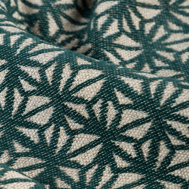Teal green colour geometric floral pattern velvet flock Easy Clean sofa, chair and curtain fabrics (Dual side)